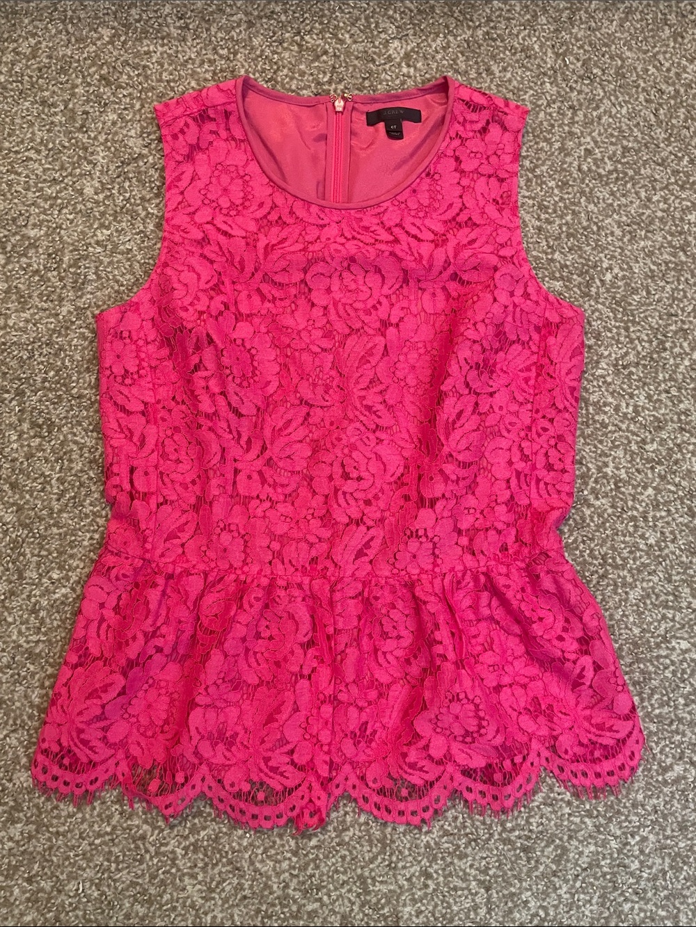 J. Crew Lace Peplum Sleeveless Blouse